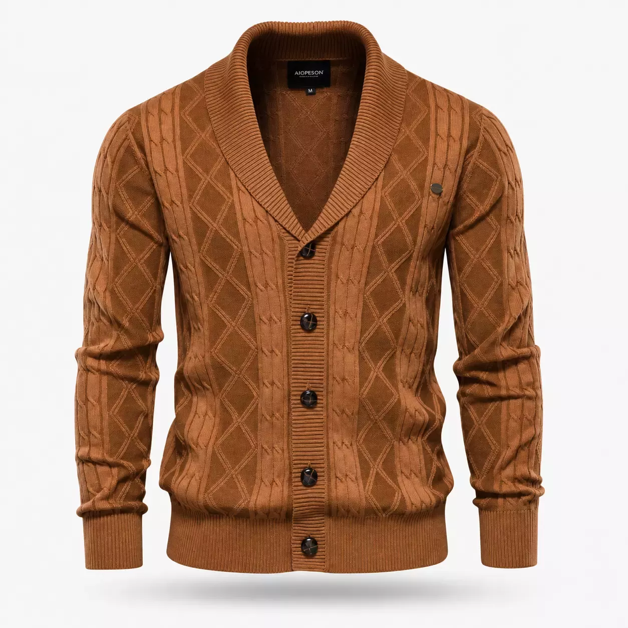 Cardigan Homme à Col Châle en Maille Torsadée