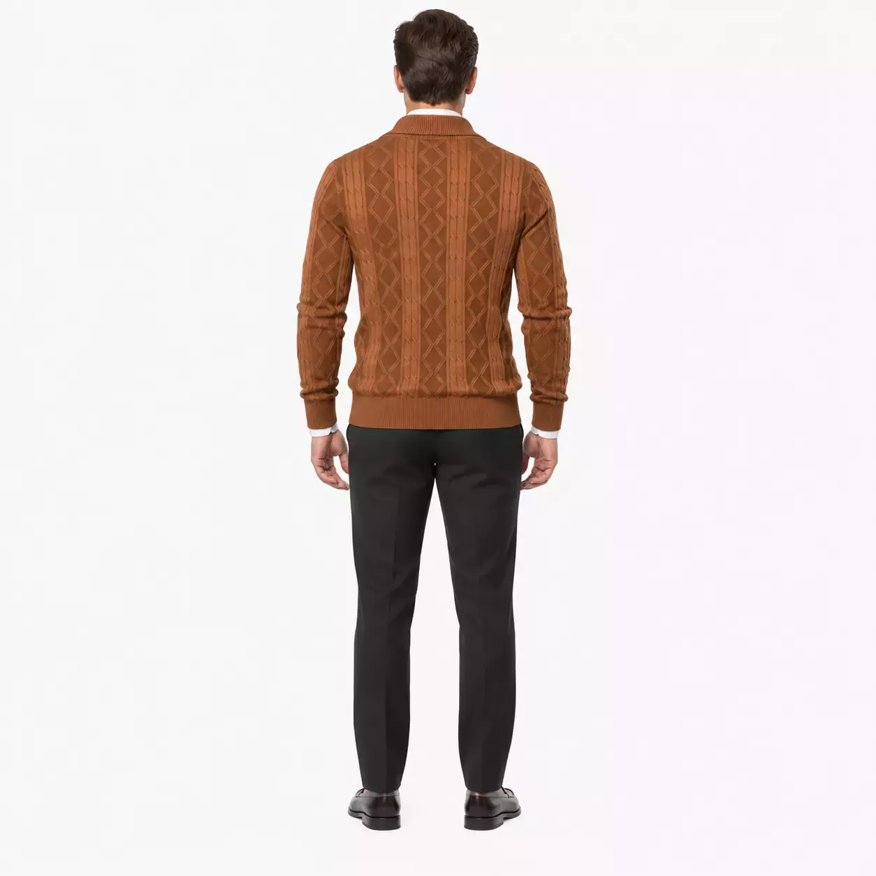 Cardigan Homme à Col Châle en Maille Torsadée