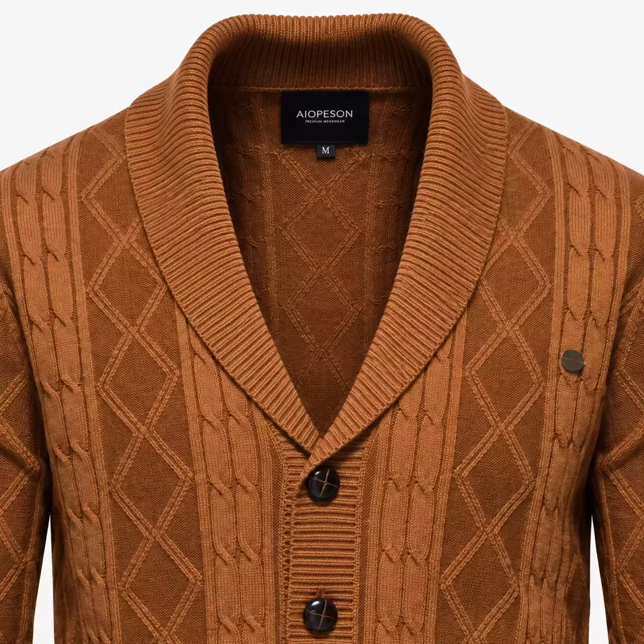 Cardigan Homme à Col Châle en Maille Torsadée