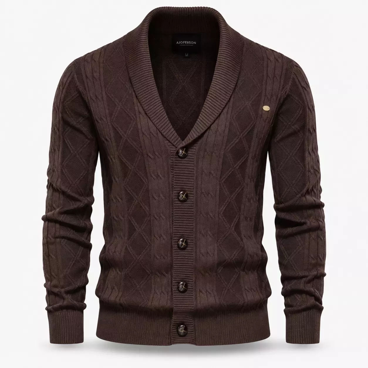 Cardigan Homme à Col Châle en Maille Torsadée