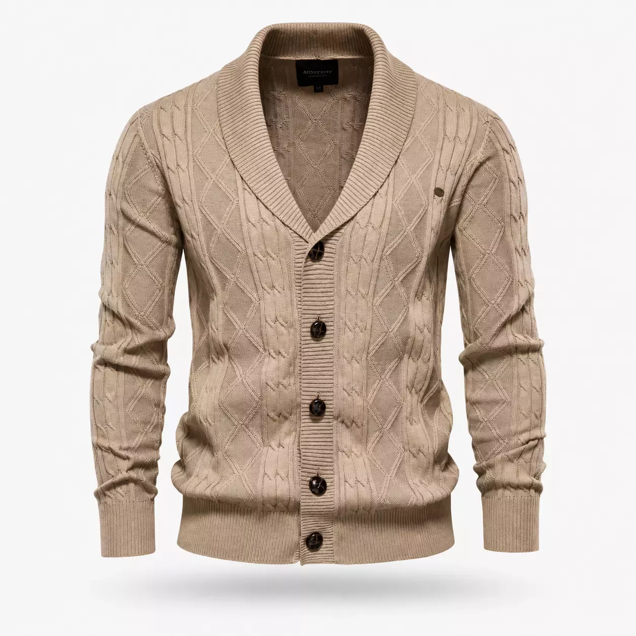 Cardigan Homme à Col Châle en Maille Torsadée