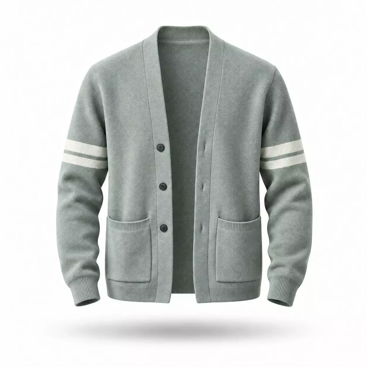 Cardigan Homme Col V à Bandes Contrastantes