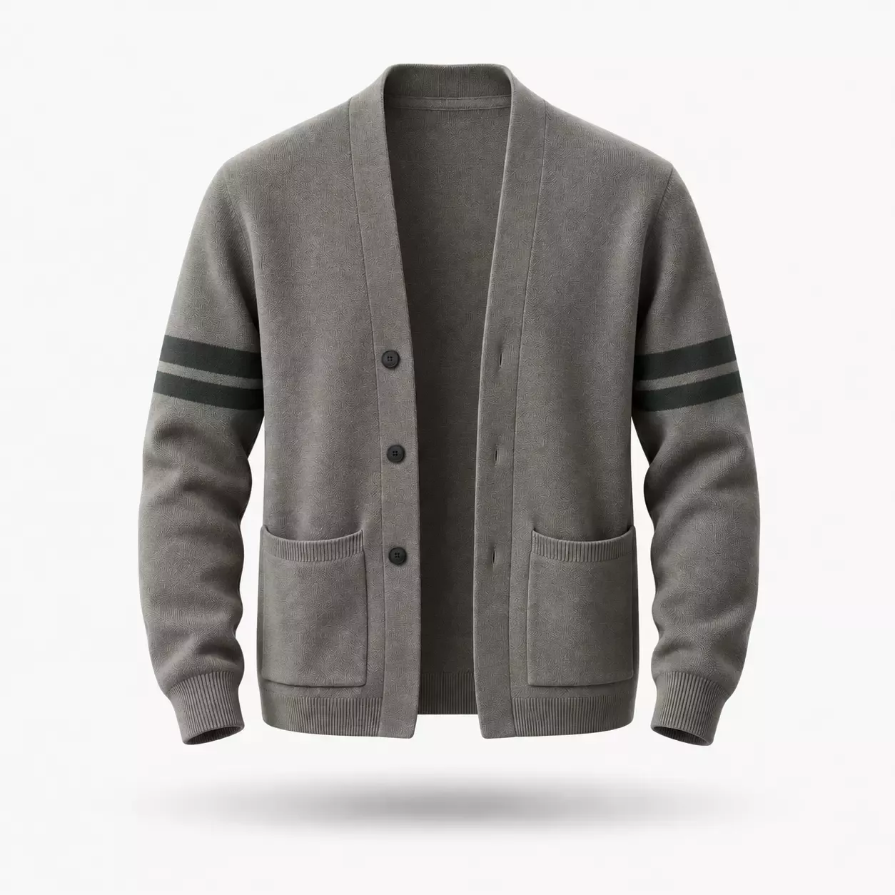 Cardigan Homme Col V à Bandes Contrastantes