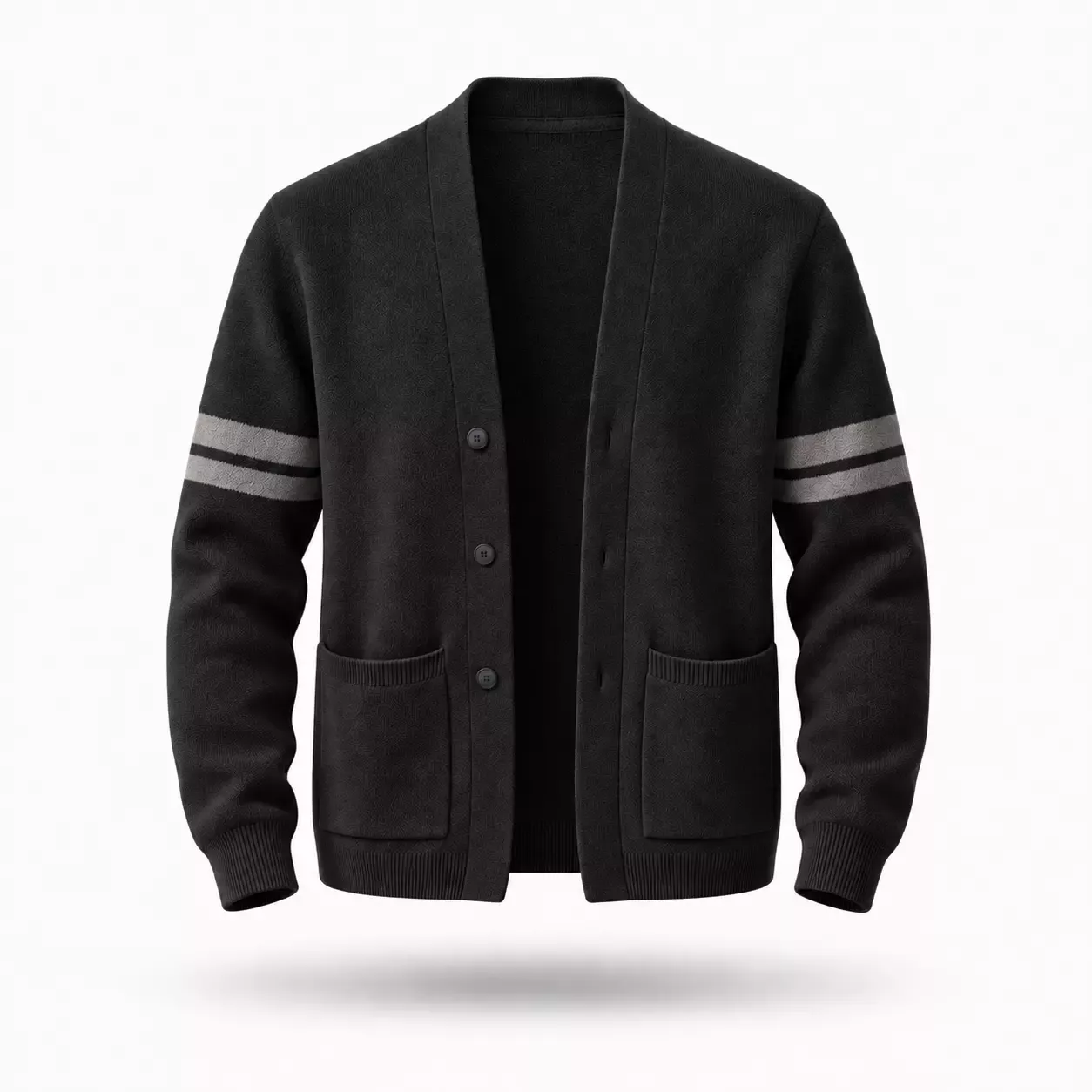 Cardigan Homme Col V à Bandes Contrastantes