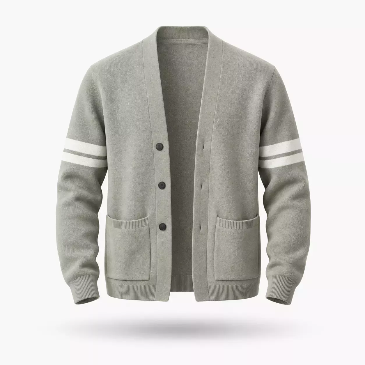 Cardigan Homme Col V à Bandes Contrastantes