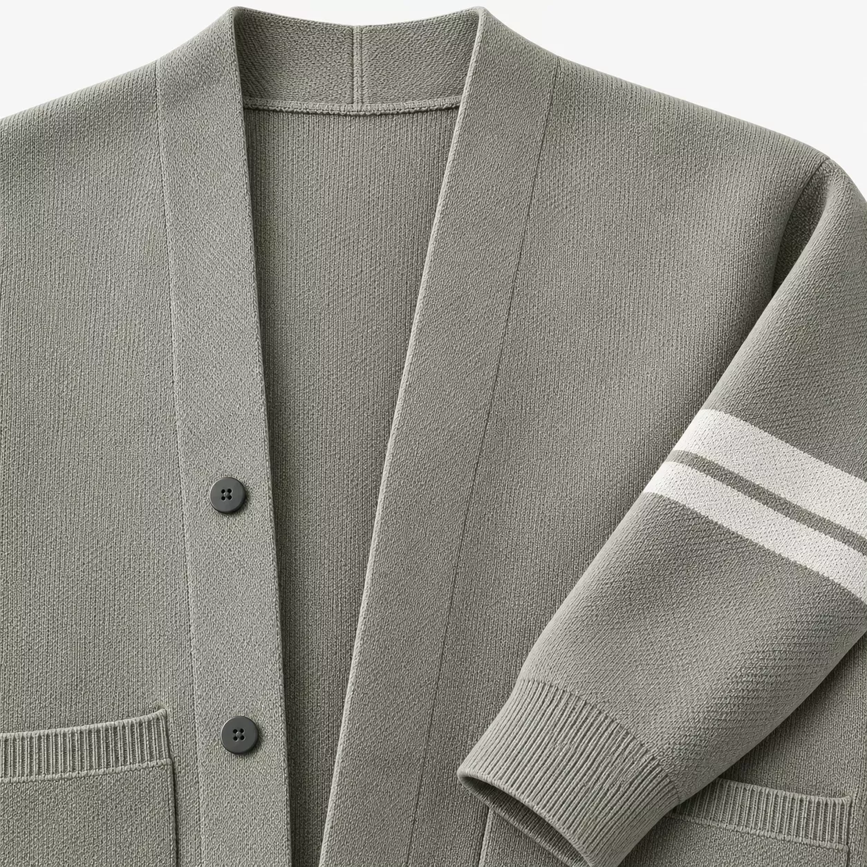 Cardigan Homme Col V à Bandes Contrastantes