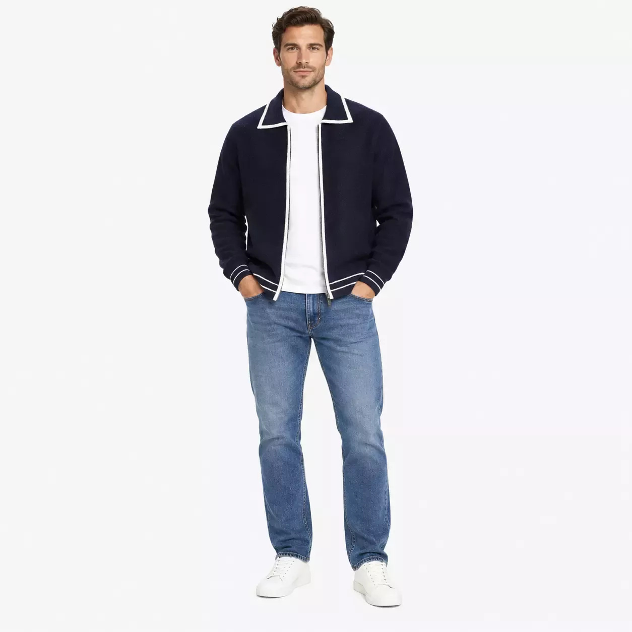 Cardigan Homme Zippé en Tricot Tendance