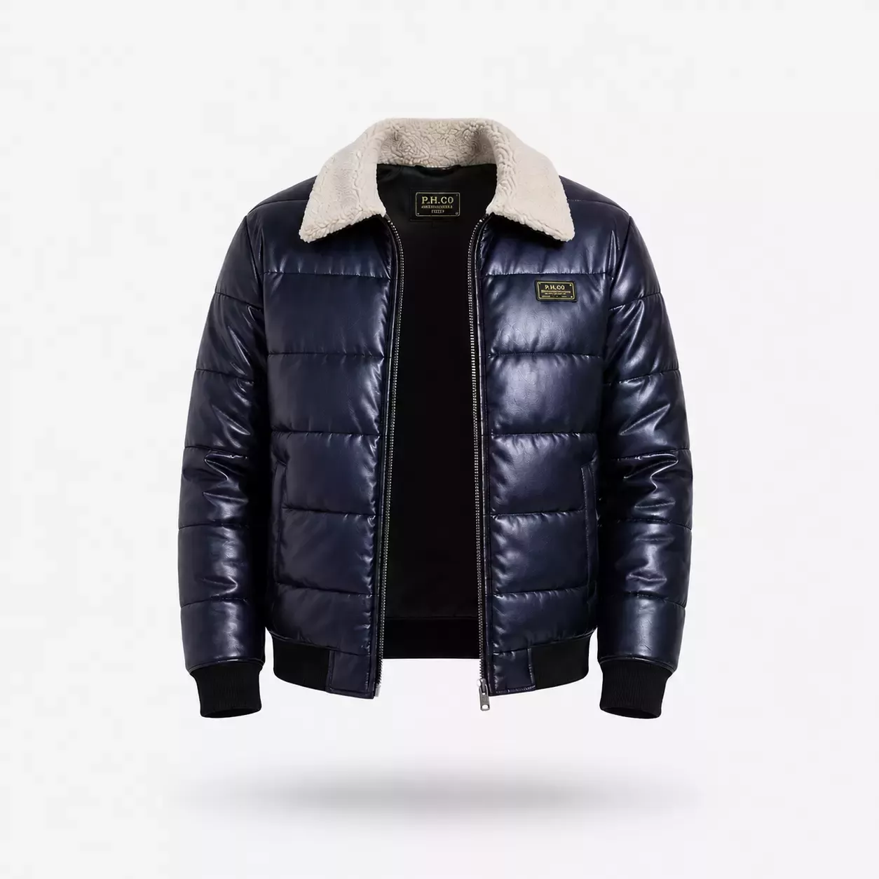 Doudoune Homme Matelassée en Simili Cuir 