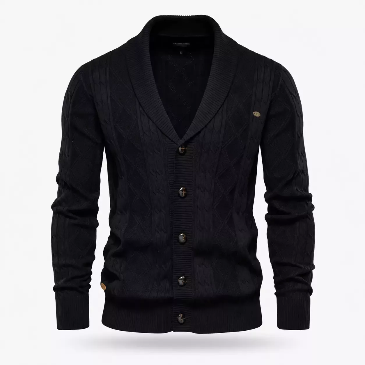 Cardigan Homme à Col Châle en Maille Torsadée