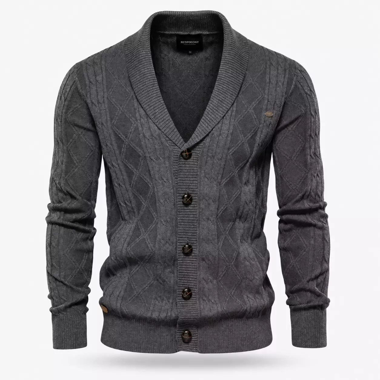 Cardigan Homme à Col Châle en Maille Torsadée