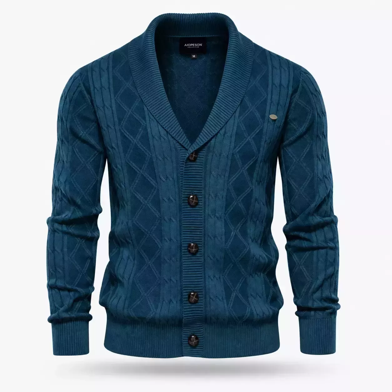 Cardigan Homme à Col Châle en Maille Torsadée
