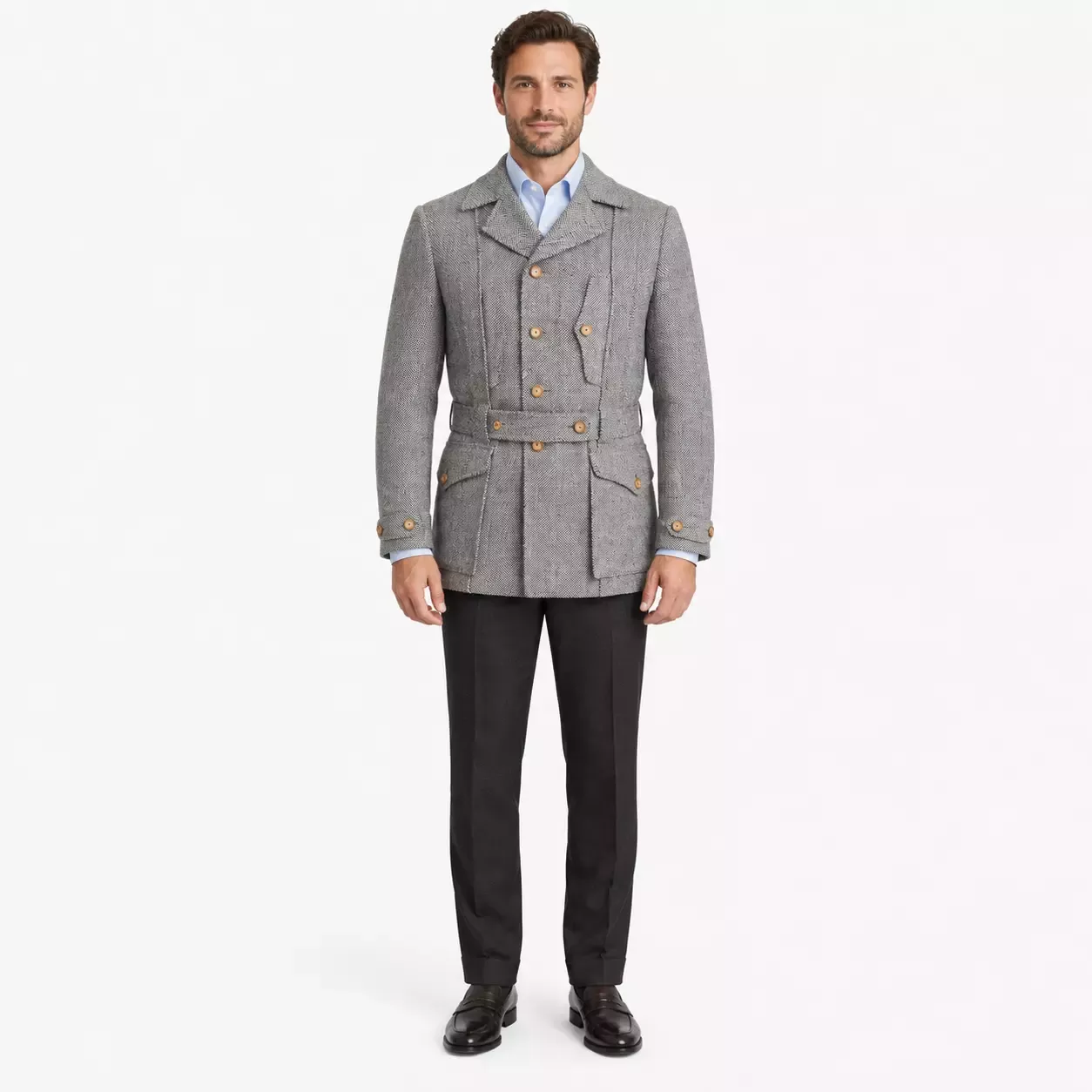 Veste Saharienne Safari Homme en Tweed