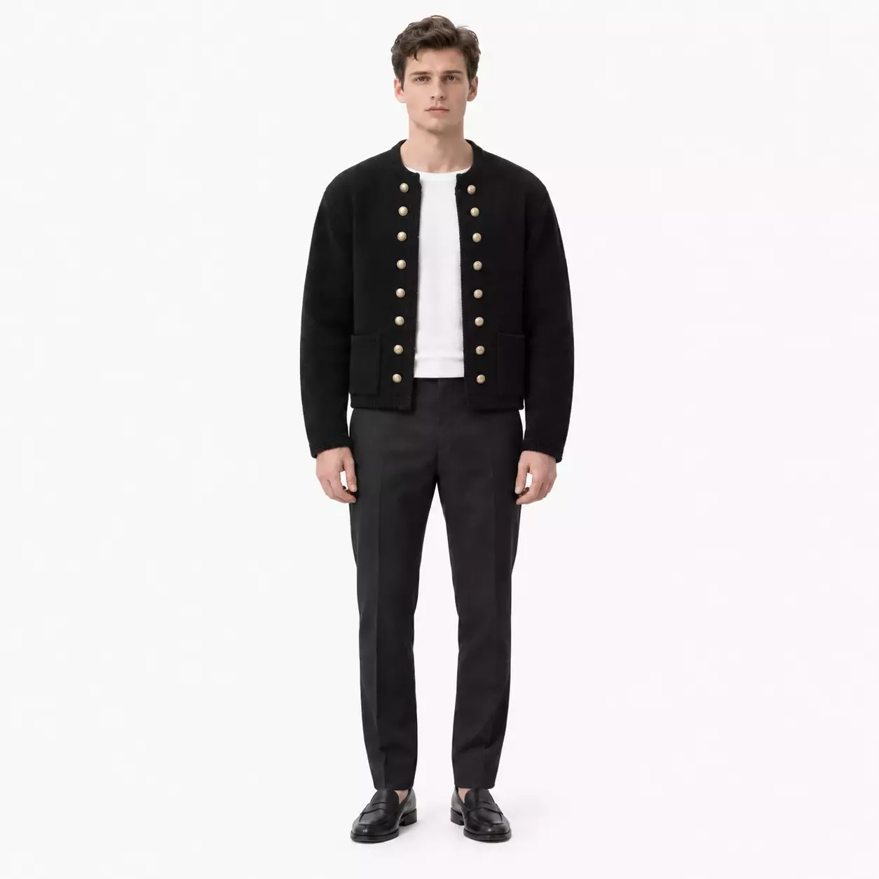 Cardigan Homme Vintage à Boutons Dorés