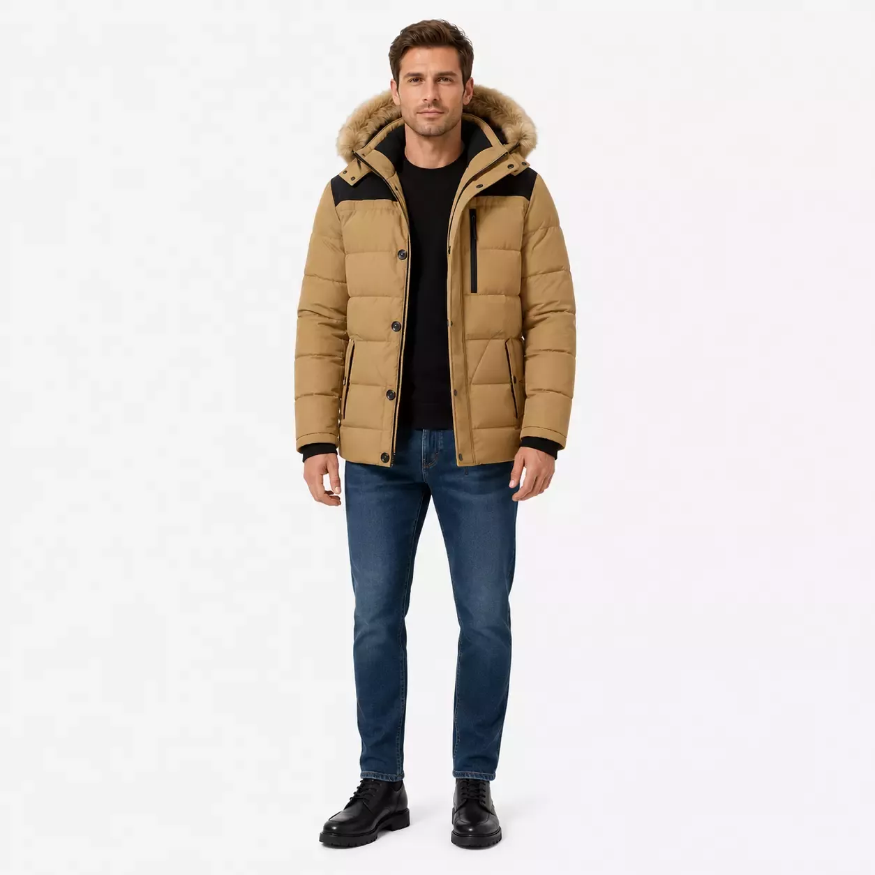 Doudoune Homme à Capuche Fourrure