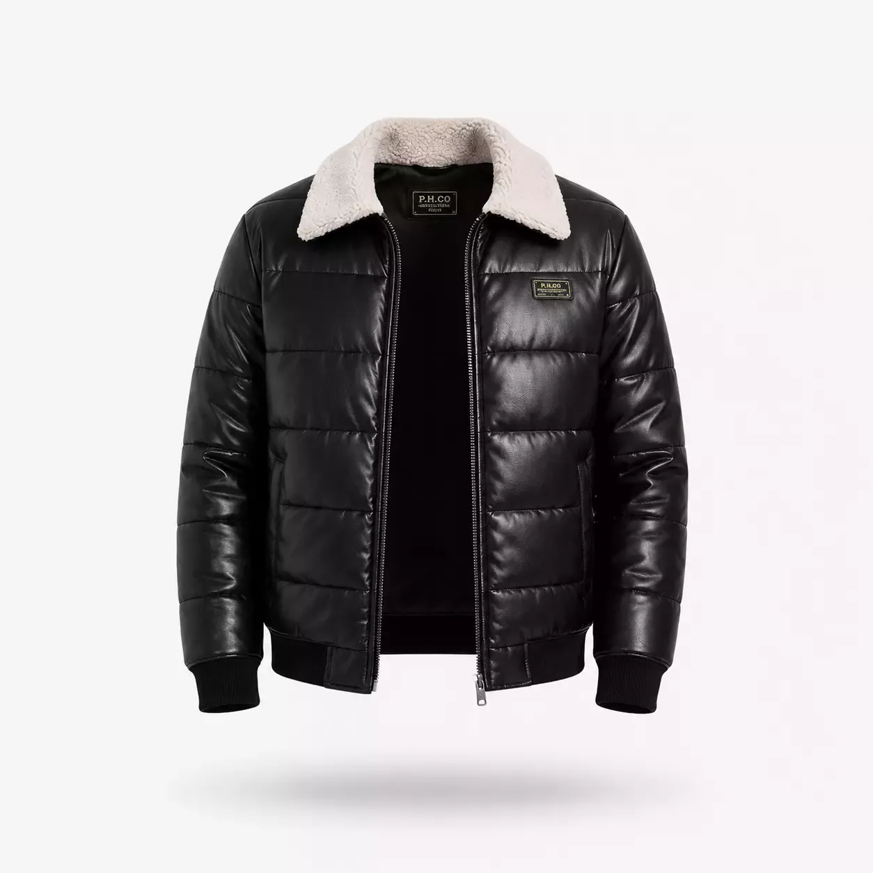 Doudoune Homme Matelassée en Simili Cuir 