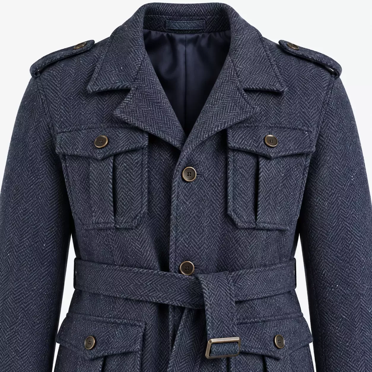 Veste saharienne homme à chevrons style britannique 
