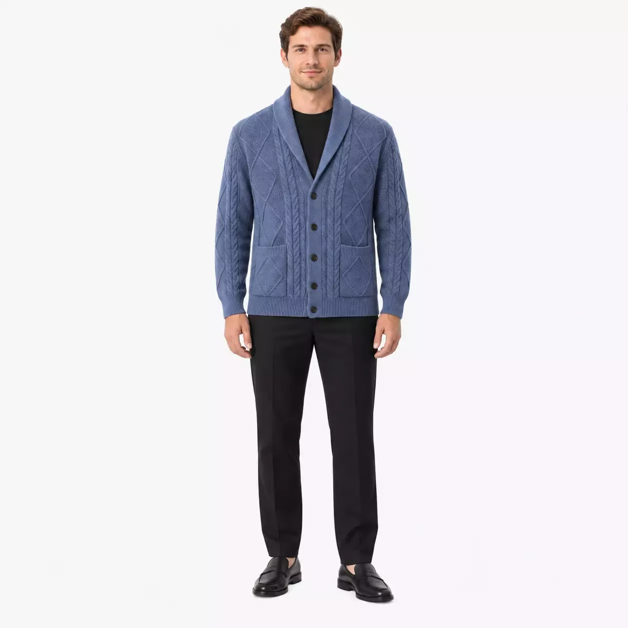 Cardigan Homme en Laine Mérinos à Col Châle