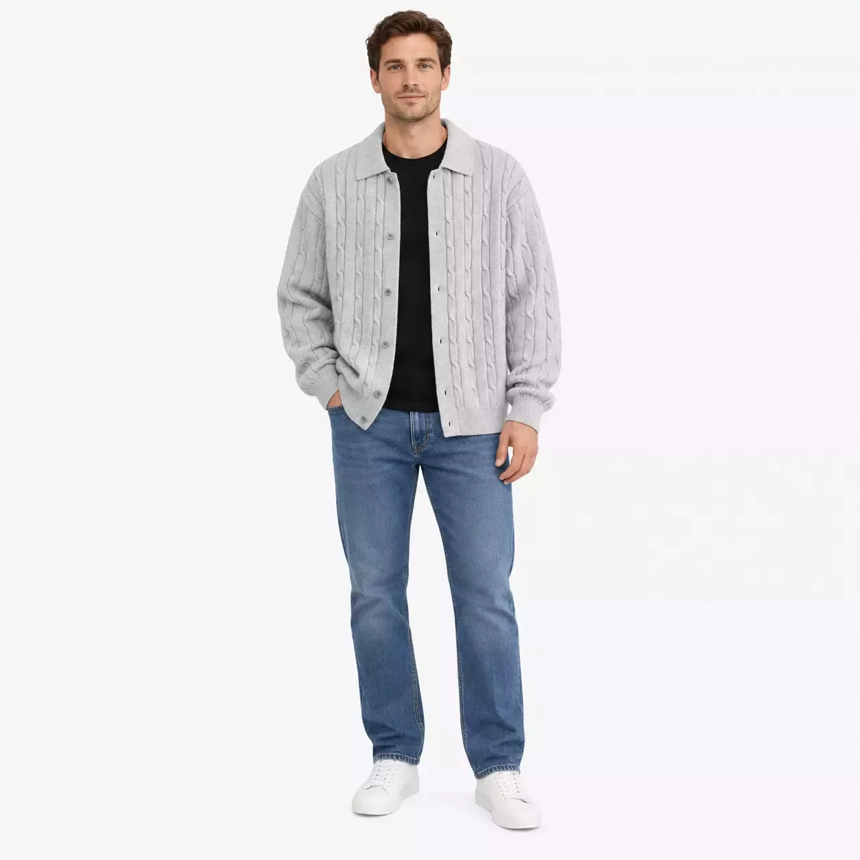 Cardigan Homme en Maille Torsadée Style Harajuku