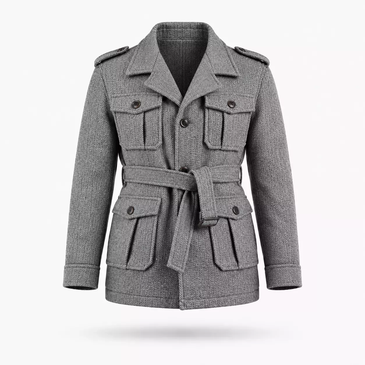 Veste saharienne homme à chevrons style britannique 