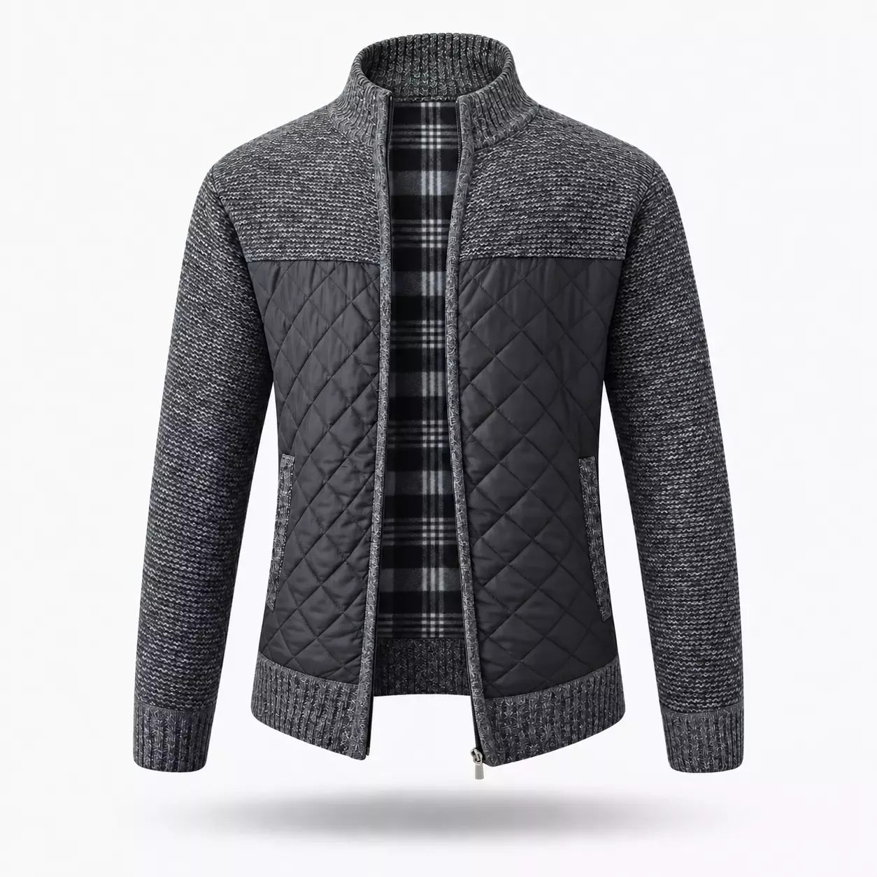 Cardigan Homme Patchwork en Maille Matelassée