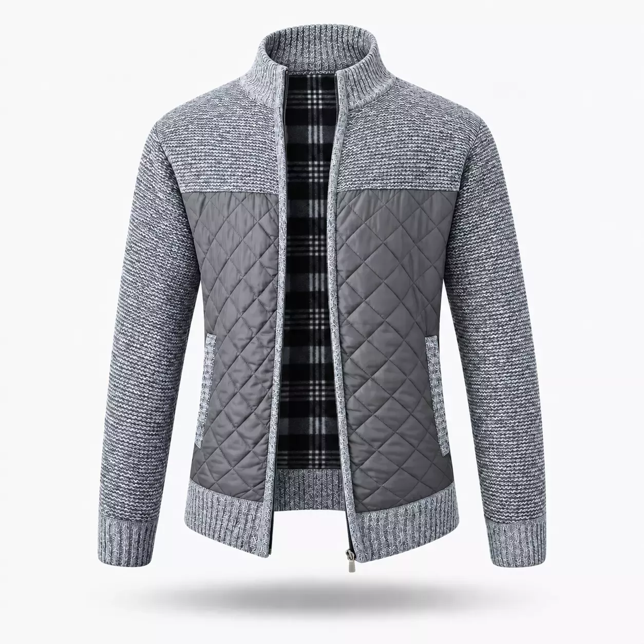 Cardigan Homme Patchwork en Maille Matelassée