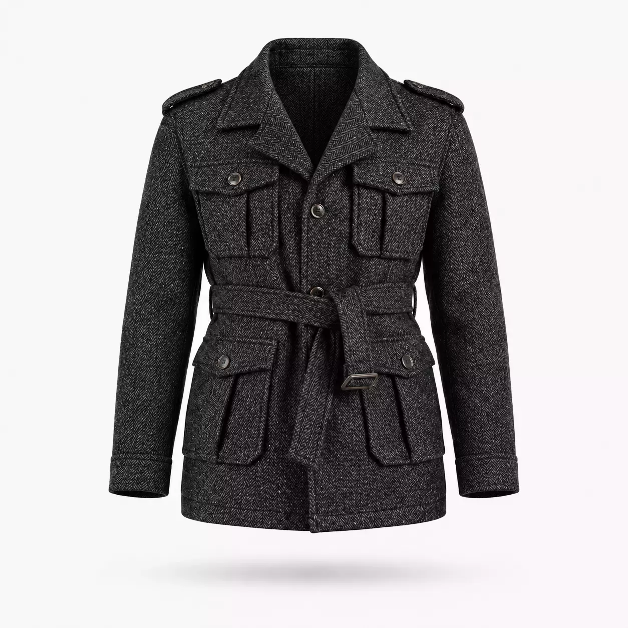 Veste saharienne homme à chevrons style britannique 