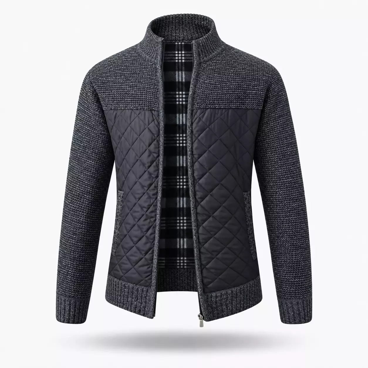Cardigan Homme Patchwork en Maille Matelassée