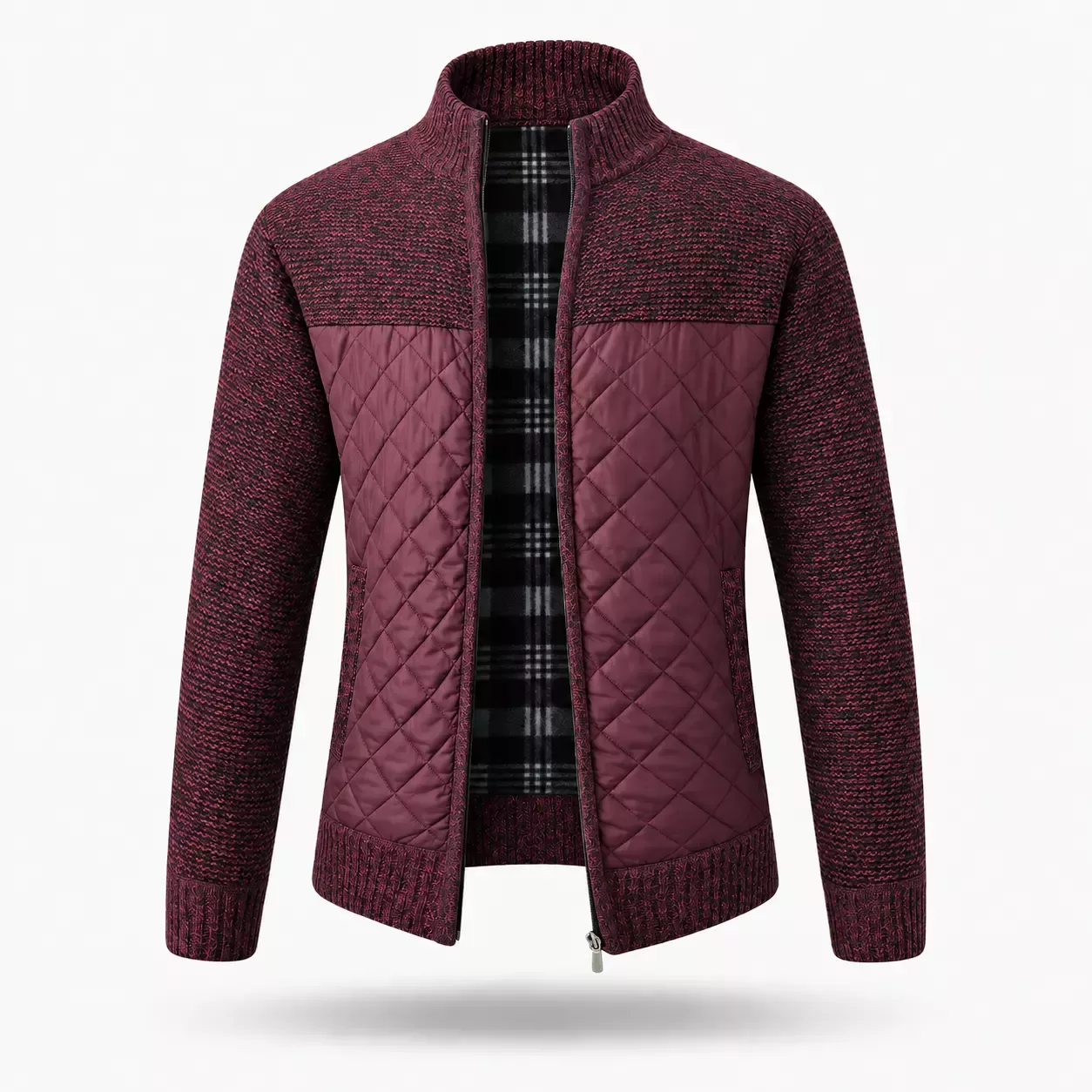 Cardigan Homme Patchwork en Maille Matelassée