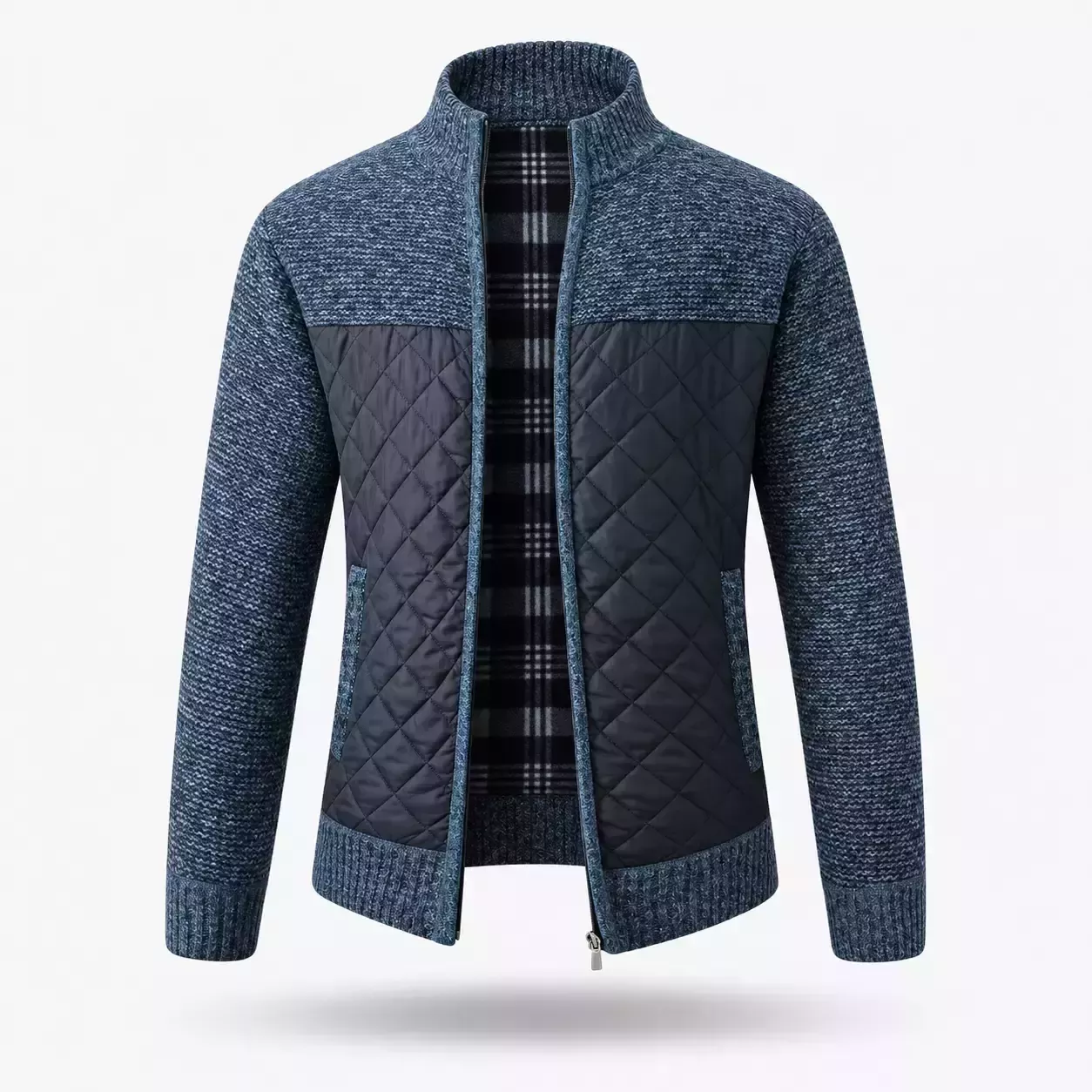 Cardigan Homme Patchwork en Maille Matelassée