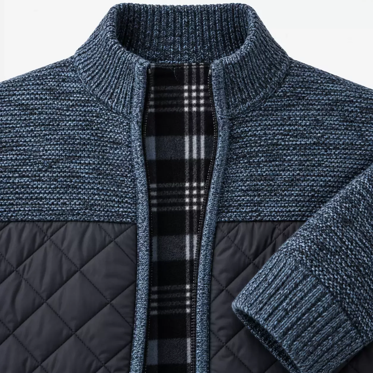 Cardigan Homme Patchwork en Maille Matelassée