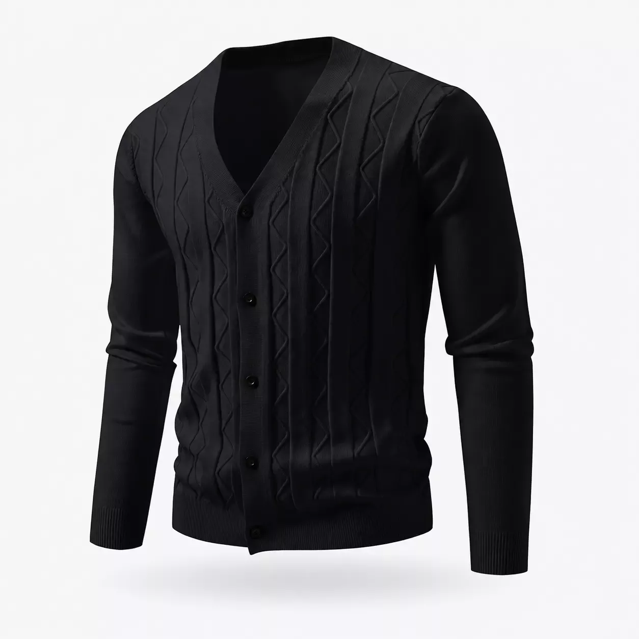 Cardigan Homme Col V en Maille à Motifs