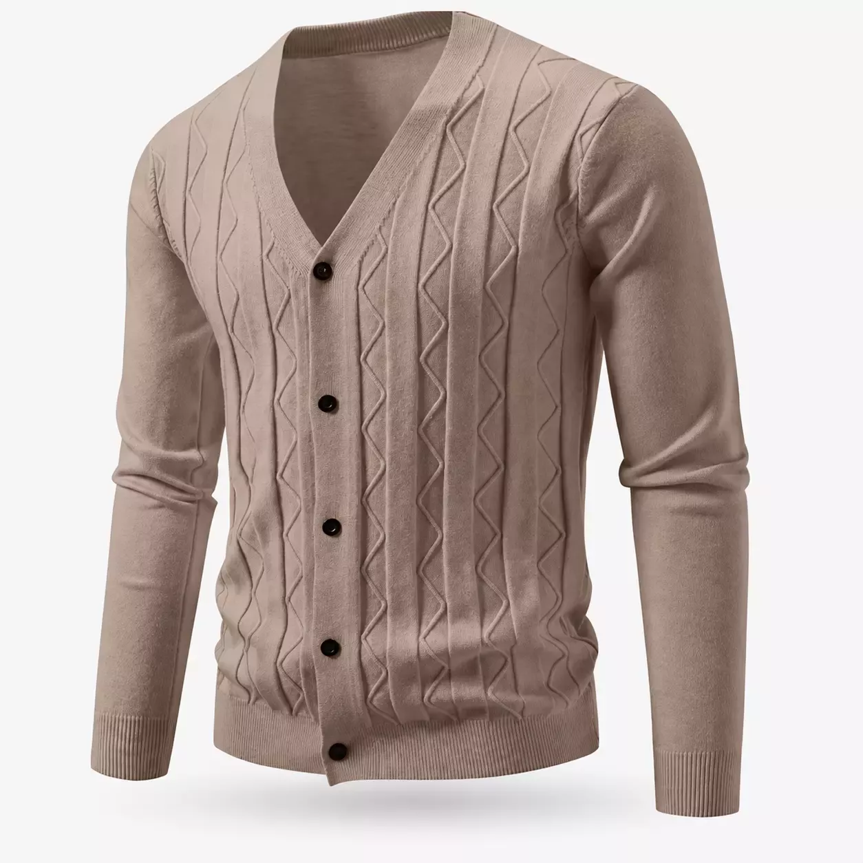 Cardigan Homme Col V en Maille à Motifs