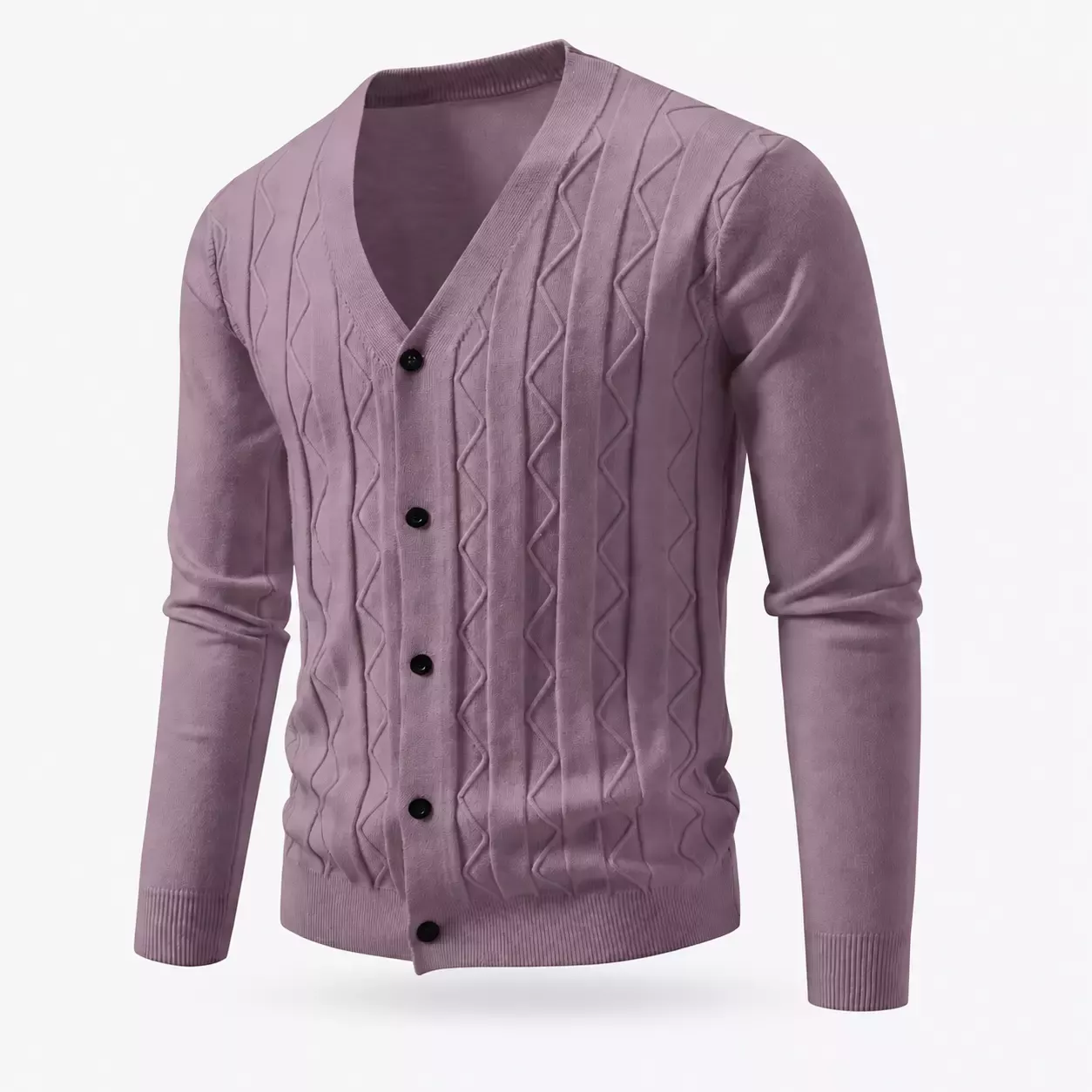 Cardigan Homme Col V en Maille à Motifs