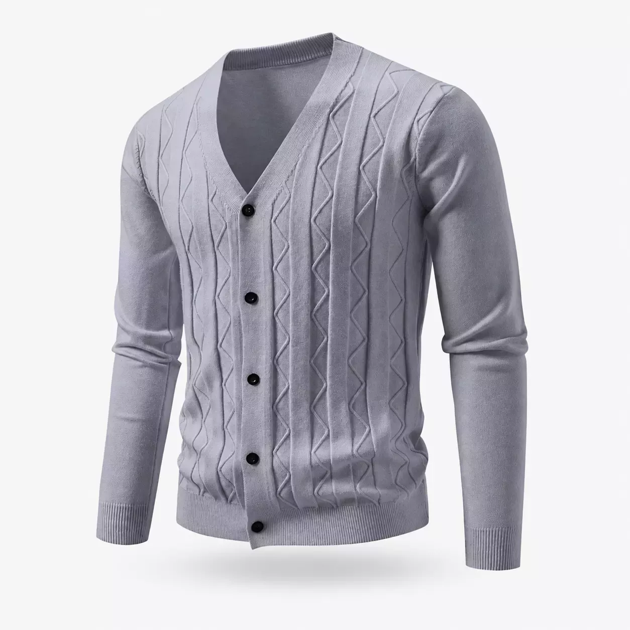 Cardigan Homme Col V en Maille à Motifs