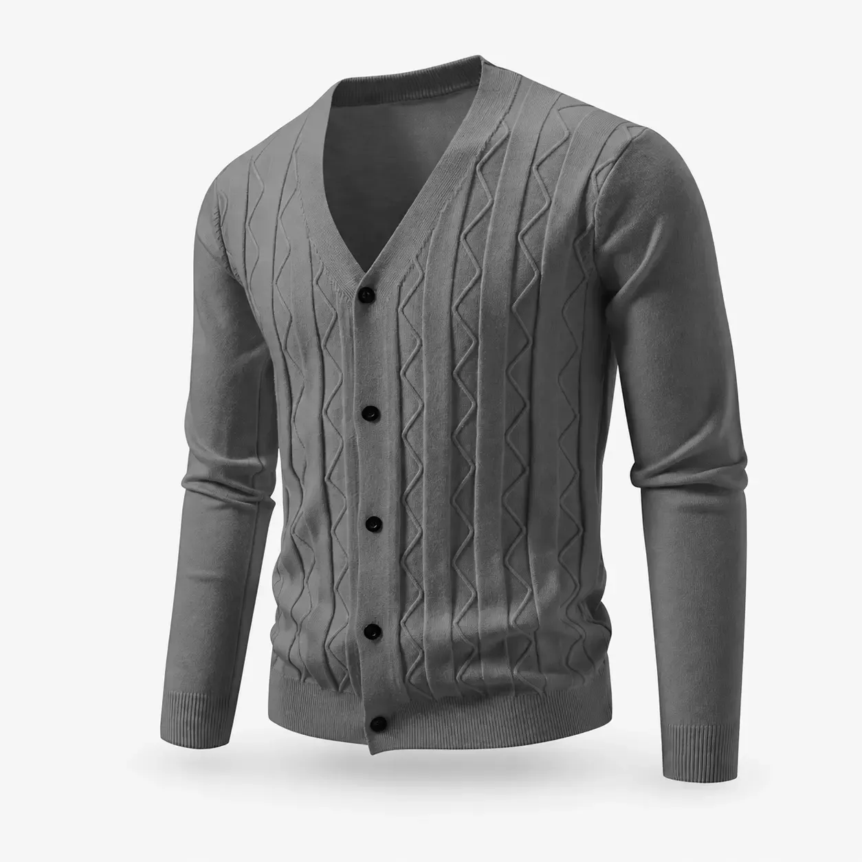Cardigan Homme Col V en Maille à Motifs