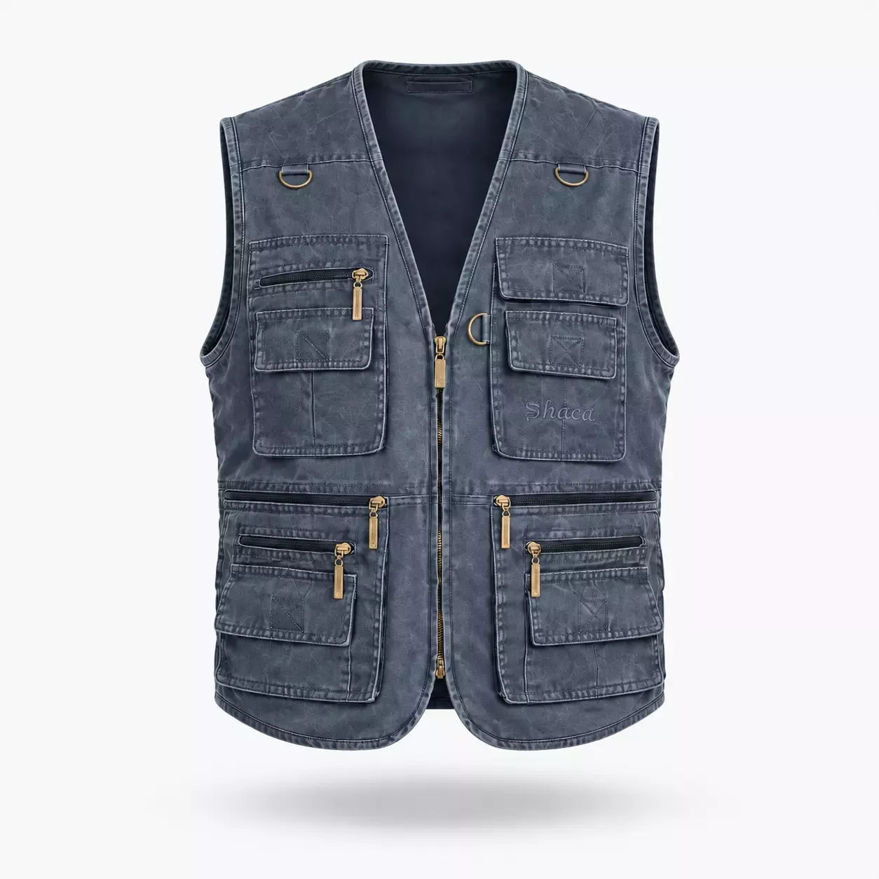Veste homme sans manche multi-poches en daim 