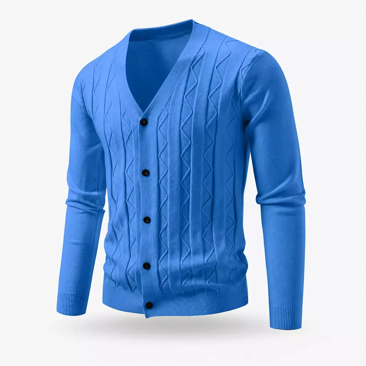 Cardigan Homme Col V en Maille à Motifs