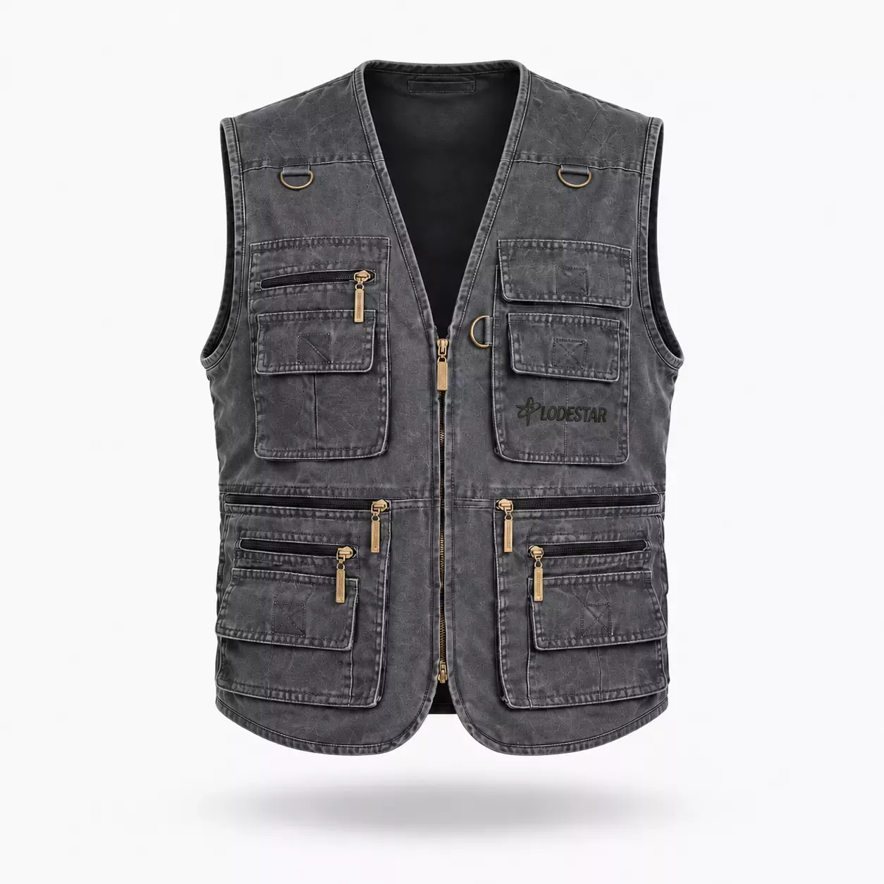 Veste homme sans manche multi-poches en daim 