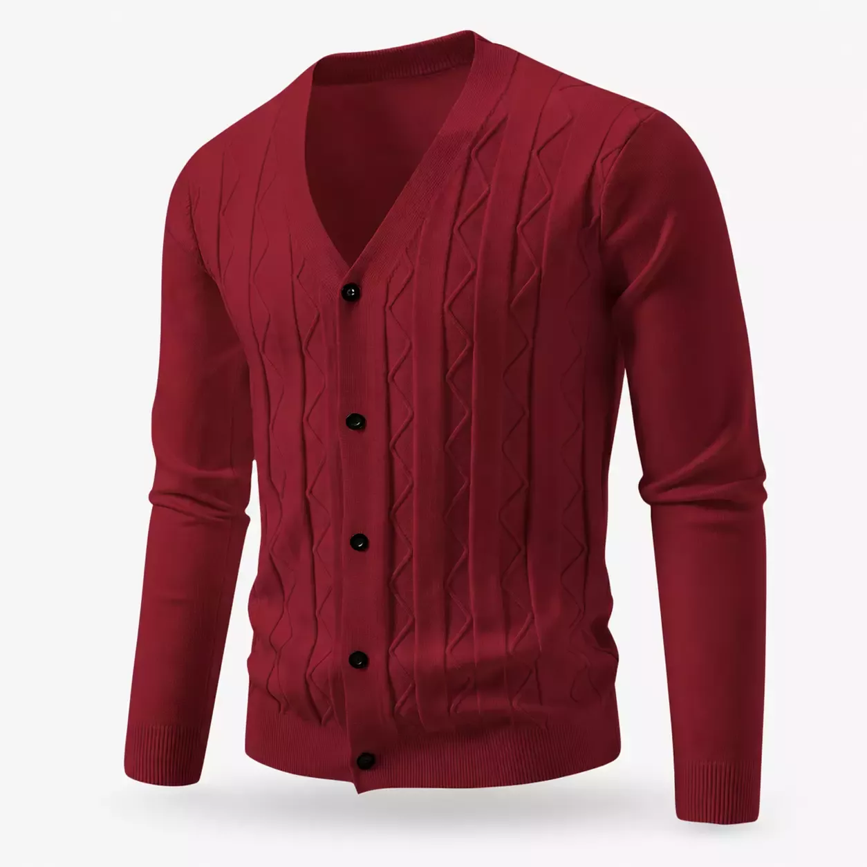 Cardigan Homme Col V en Maille à Motifs