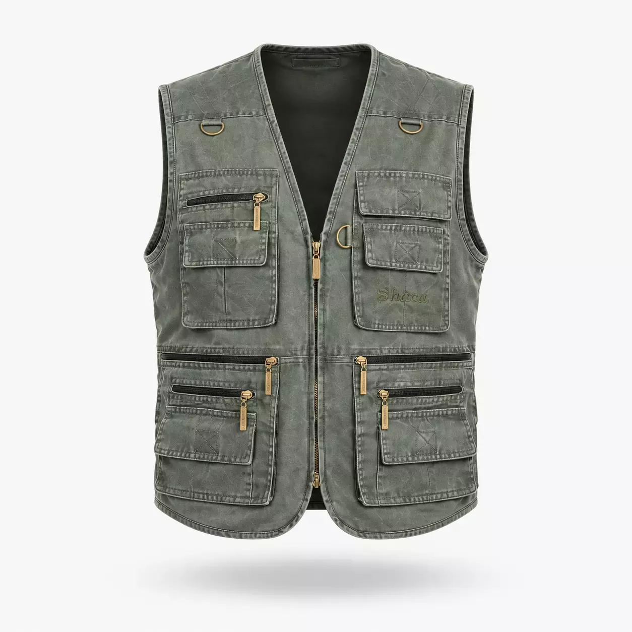 Veste homme sans manche multi-poches en daim 