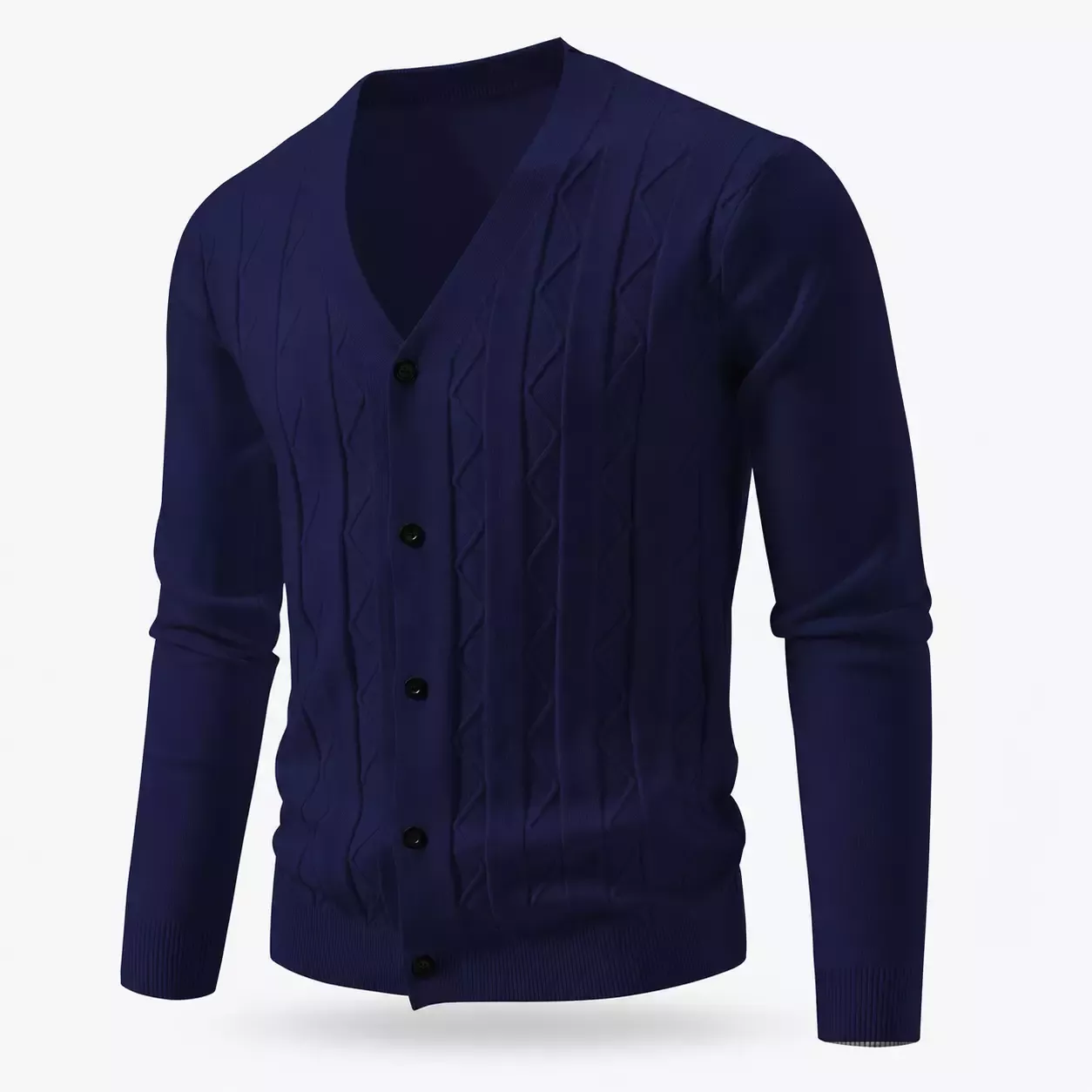 Cardigan Homme Col V en Maille à Motifs
