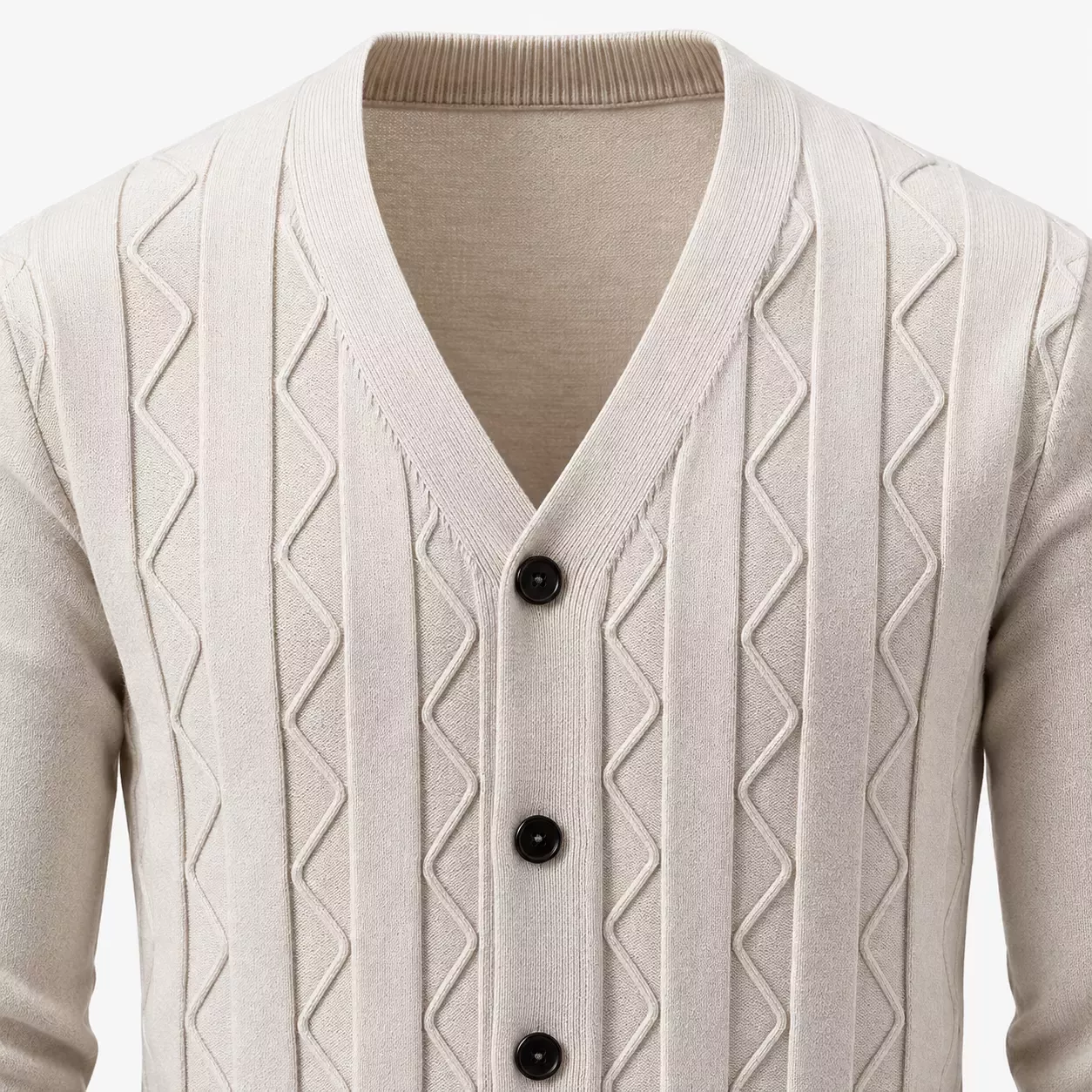 Cardigan Homme Col V en Maille à Motifs