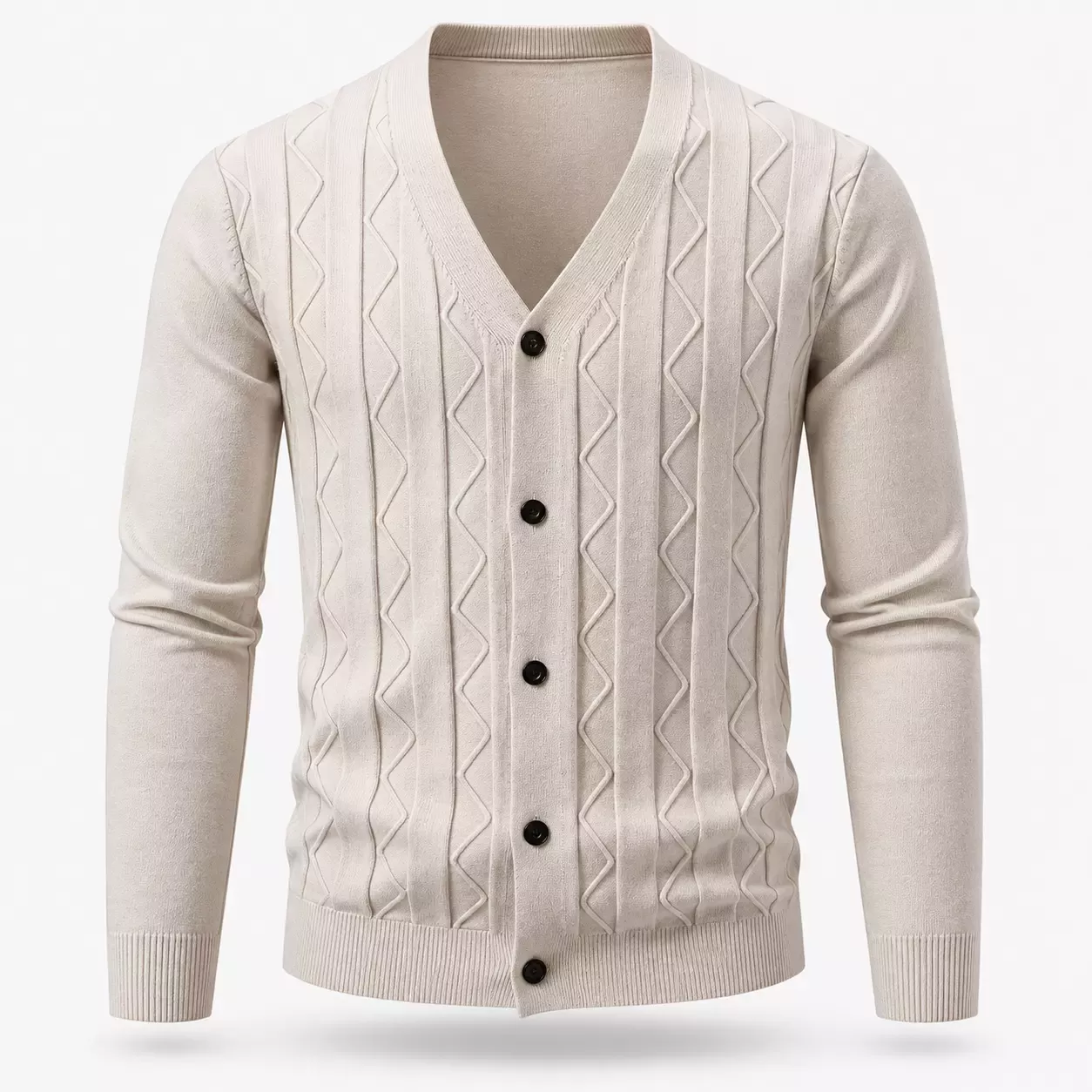 Cardigan Homme Col V en Maille à Motifs