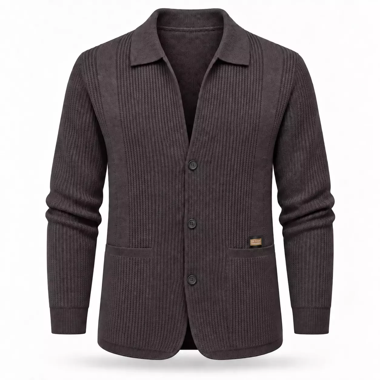 Cardigan Homme en velours doux  à col Chemise.