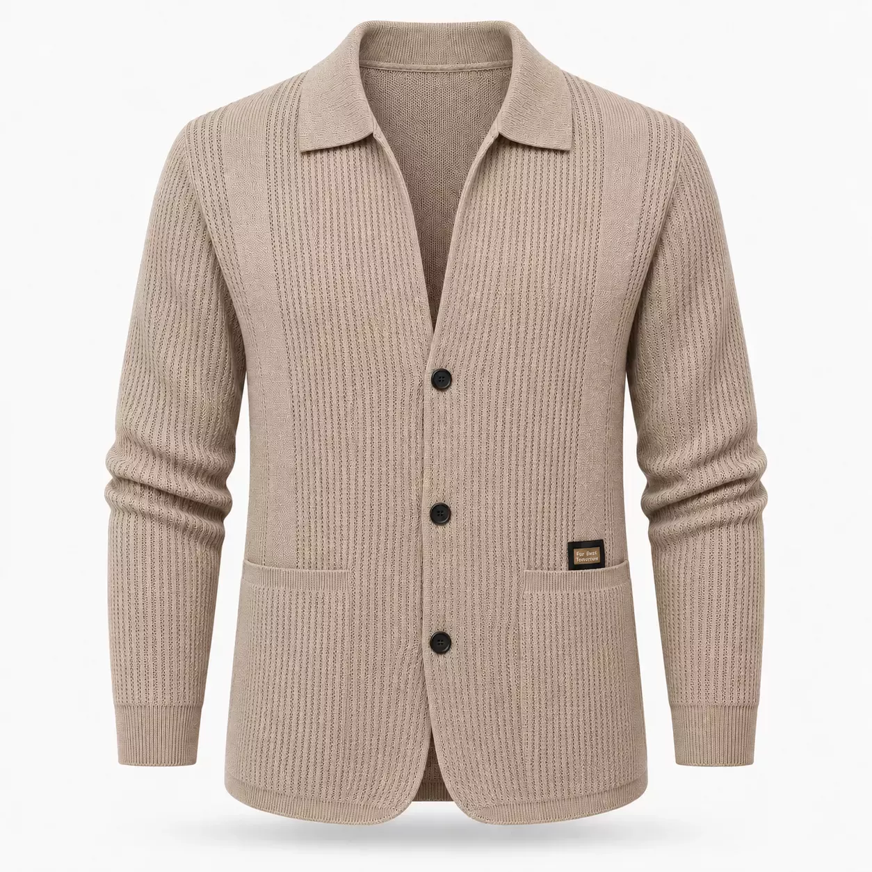 Cardigan Homme en velours doux  à col Chemise.