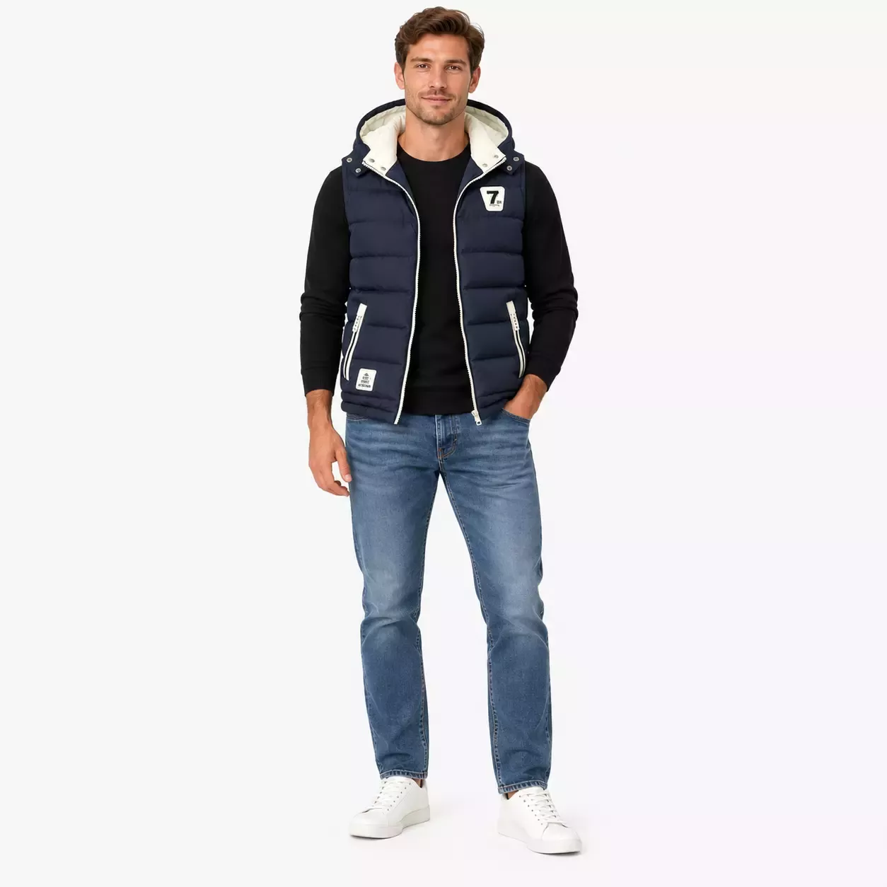 Veste sans manche homme en duvet capuche détachable 