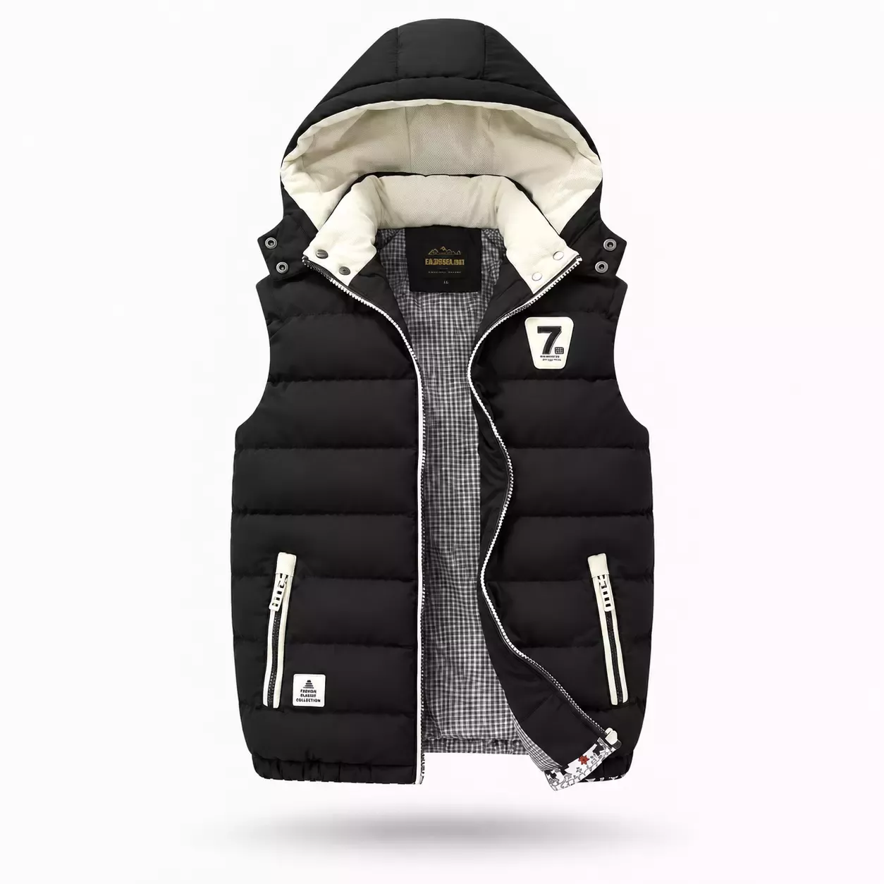 Veste sans manche homme en duvet capuche détachable 