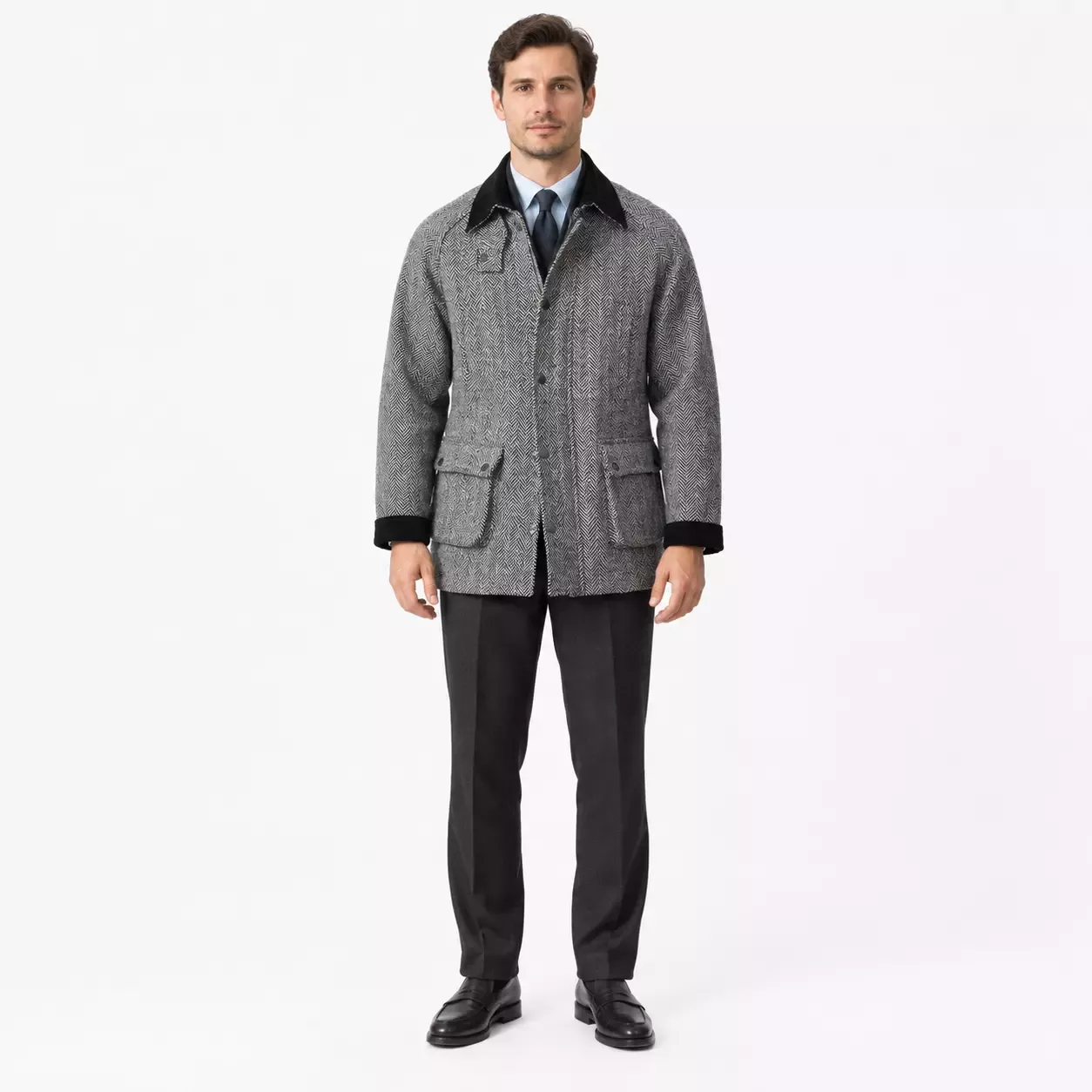 Veste Saharienne Homme Chaude Vintage à Chevrons