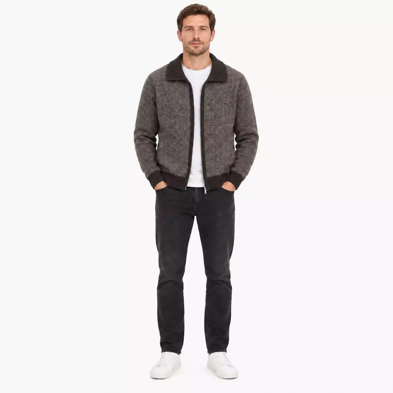 Cardigan Homme Épais à Col Polo