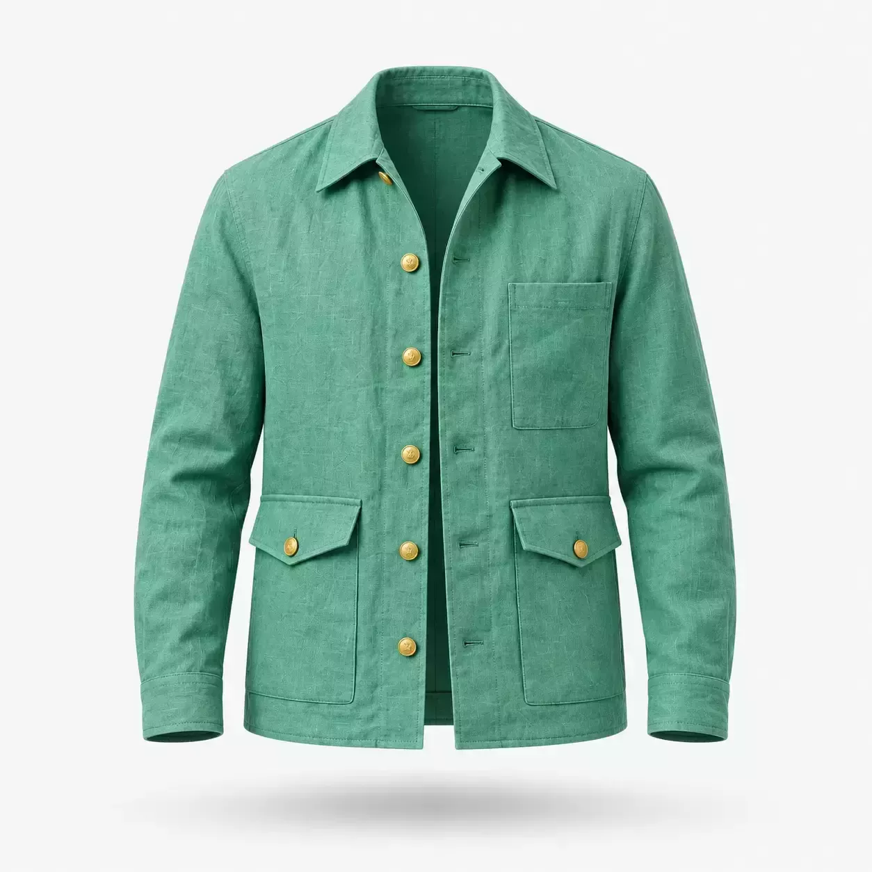 Veste Saharienne Homme en Lin à Boutons Dorés